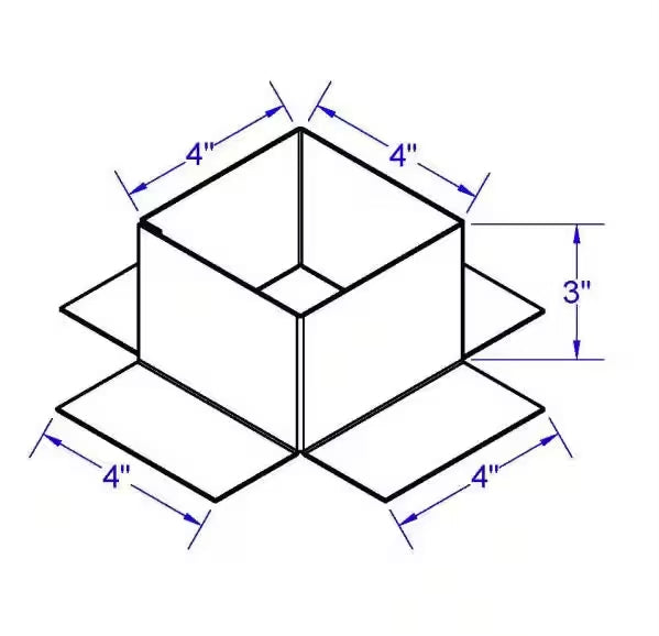 4 in. x 4 in. x 3 in. Tall galvanized Open Pitch Pan Flashing with Open Bottom