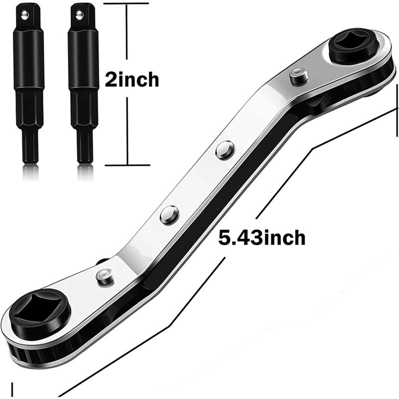 Air Conditioner Valve Ratchet Wrench With 2 Hexagon Bit Adapter Kit As Shown Hvac Service Wrench Tools For Refrigeration Tools