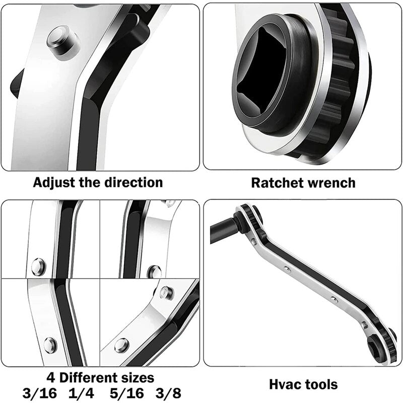 Air Conditioner Valve Ratchet Wrench With 2 Hexagon Bit Adapter Kit As Shown Hvac Service Wrench Tools For Refrigeration Tools